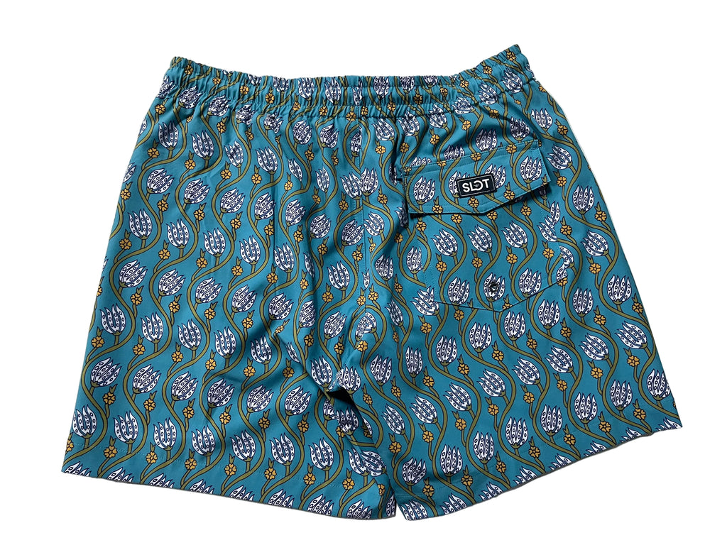 BAÑADOR Azul Estampado Floral Turco