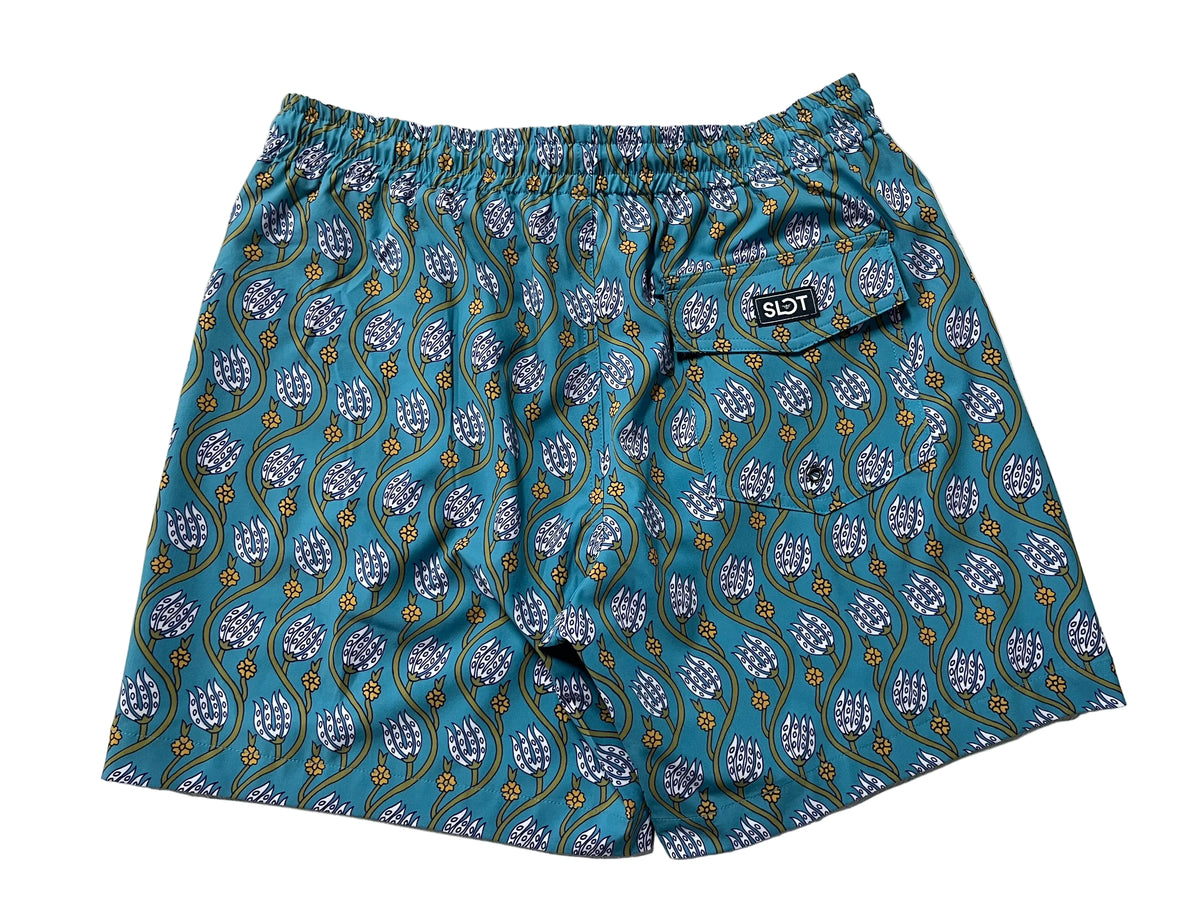 BAÑADOR Azul Estampado Floral Turco