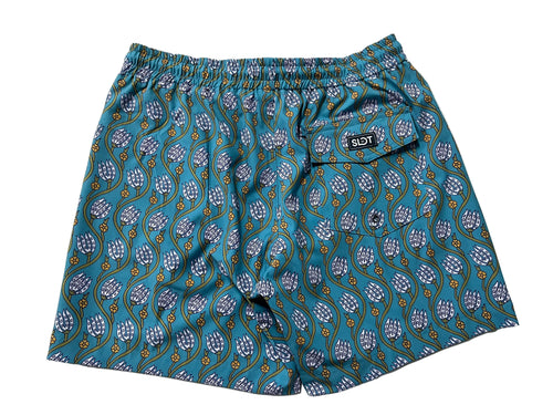 BAÑADOR Azul Estampado Floral Turco